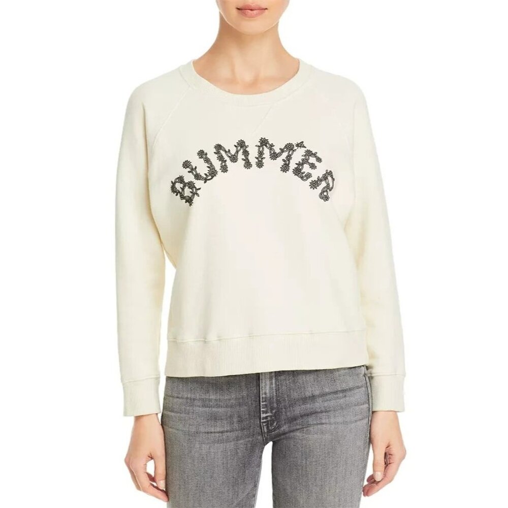 MOTHER The Square Bummer Sweatshirt Crewneck Pullover Ivory Cream Size Small